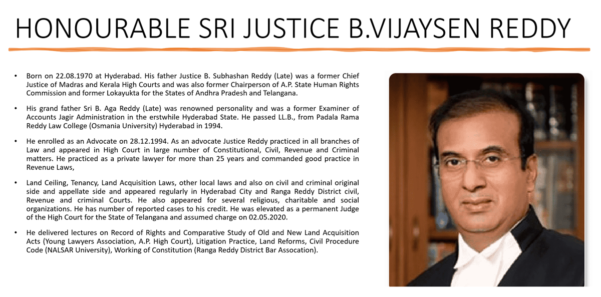 HONOURABLE SRI JUSTICE B.VIJAYSEN REDDY-Profile