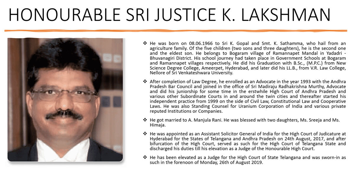 SRI JUSTICE K. LAKSHMAN-Profile